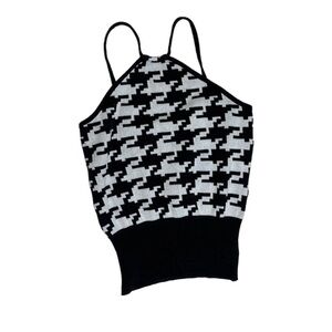 Vintage Houndstooth Cropped Knit Cami Sweater Size Small​